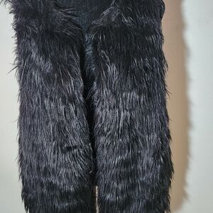 Kensie Vest Womens XLarge Black Faux Fur Furry Open Front Black Faux Fur Vest